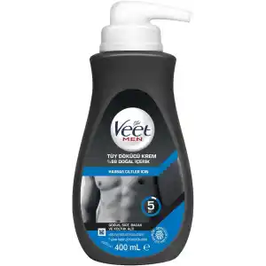 Veet Men Hassas Ciltler İçin Tüy Dökücü Krem, Göğüs Sırt Bacak Ve Koltuk Altı,%88 Doğal İçerik Ve Ginseng Özlü, 400 ML
