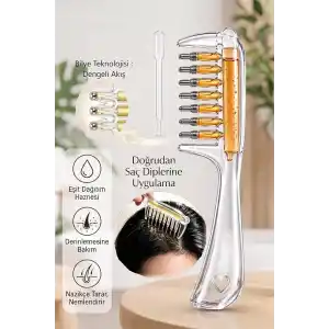 DUFFA Serum Dağıtıcılı Saç Bakım Tarağı - Saç Kökü Besleyici ve Masaj Etkili Yağ Aplikatörü - Saç Bakım Fırçası