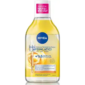 NIVEA Micellar Aydınlatıcı Makyaj Temizleme Suyu 400 ml,Suya Dayanıklı Makyajı Çıkarır,Ovalama Gerektirmez,Serum İçerikli,C Vitamini,E Vitamini,