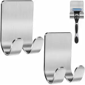 Kyro tech 2Li Paslanmaz Çelik Metal Banyo Jilet ve Traş Bıçağı Tutucu, Kendinden Yapışkanlı, Çift Askılı, Delme Gerektirmez, Su Geçirmez, Nemli Ortama Dayanıklı, Fayans, Mermer, Cam, Ahşap Uyumlu