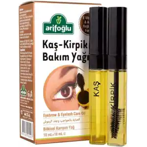 Arifoğlu Kaş - Kirpik Bakım Yağı 20ml | 10ml Kaş Lip Kapak +10ml Kirpik Rimel Kapak olarak – Eyebrow and Eyelash Care Oil with Separate Applicators for Brows and Lashes