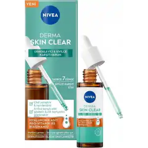 NIVEA Derma Skin Clear Dengeleyici ve Sivilce Karşıtı Serum 30ml, Cildi Yatıştırır, Komedojenik Değildir,Niasinamid, Hyaluronik Asit, Pro Vitamin B5,Yağlı,Karma Cilt