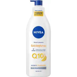 NIVEA Q10 Sıkılaştırıcı Vücut Losyonu 400 ml, 10 Günde Sıkı Cilt, 48 Saat Nemlendirme,C Vitamini,Kolajen,Normal Ciltler için Vücut Losyonu