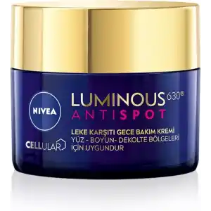 NIVEA Luminous630 Leke Karşıtı Gece Yüz Bakım Kremi 50ml,Nemlendirici,Hyaluronik Asit,Thiamidol,Tüm Cilt ve Leke Tipleri