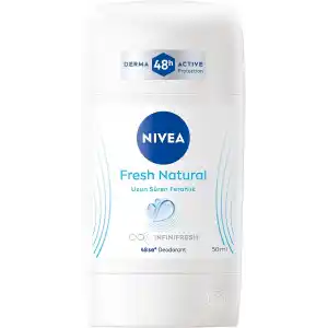 NIVEA Kadın Stick Deodorant Fresh Natural 50ml, Ter Kokusuna Karşı 48 Saat Koruma, Uzun Süren Ferahlık