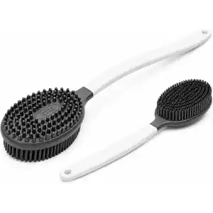 Silikon Sırt Fırçası – Uzun Saplı Banyo ve Duş Fırçası, Çift Taraflı Vücut Masaj ve Temizlik Fırçası, Ergonomik Tasarım, Hızlı Kuruyan