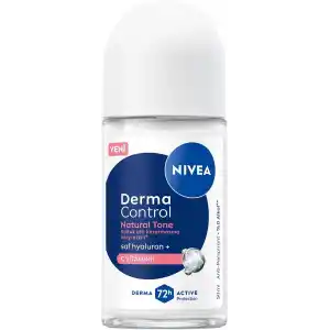 NIVEA Kadın Roll on Deodorant Derma Control Natural Tone 50 ml, Koltuk Altı Kararmasına Karşı Etkili, Eşit Cilt Tonu, 72 Saat Anti Perspirant Koruma, C Vitamini, Hyaluronik Asit, Alkol İçermez