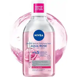 NIVEA Aqua Rose Gül Suyu ve Serum İçeren Çift Fazlı Micellar Makyaj Temizleme Suyu 400ml,Yüz Göz Dudak, SPF Filtrelerini Temizler