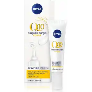 NIVEA Q10 Power Kırışık Karşıtı Sıkılaştırıcı Göz Kremi, 15 ml, Hassas Göz Çevresi, Şişkinlik,Hyaluronik Asit,Kreatin,Hafif Formül