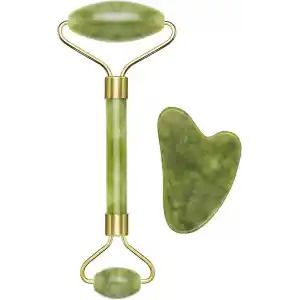 Beper C301ABE101 Gua Sha Yeşim Taşında Jade Roller & Gua Sha Masaj Aleti, Yüz ve Vücut Masaj, Rahatlatıcı, Modelleme ve Yaşlanma