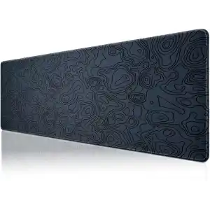 Klasse Pro - 10 Farklı Model Dikişli Kenar 90x40 cm Oyuncu Gaming Mouse Pad (Dark Grey Map Lines, 90x40 cm)