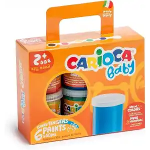Carioca Bebek Yıkanabilir Parmak Boyası, 6 Renk x 80 gr
