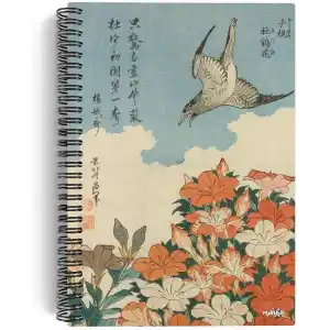 Katsushika Hokusai/Cuckoo and Azaleas,1834 | Spiralli Defter 06 | A5 | Çizgisiz | 100 Sayfa |Sanat