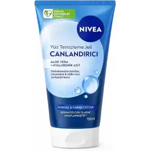 NIVEA Canlandırıcı Yüz Temizleme Jeli 150 ml,Aloe Vera,Hyaluronik Asit,Normal ve Karma Ciltler