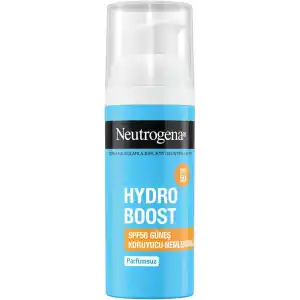 Neutrogena – Nemlendirici Fluid Hydro Boost SPF 50 (50 ml pompalı şişe) — Hyalüronik asit, provitamin B5 ve niasinamid içeren yüz bakımı — Güneş korumalı nemlendirici bakım