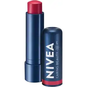 NIVEA SPF30 Kırmızı Renkli Dudak Bakım Kremi,4,8gr,24 Saat Nemlendirme,E Vitamini,Organik Badem Yağı,Shea Yağı,Dudak Ve Yanaklar İçin,Allık Etkisi,Mineral Yağı Bulunmaz