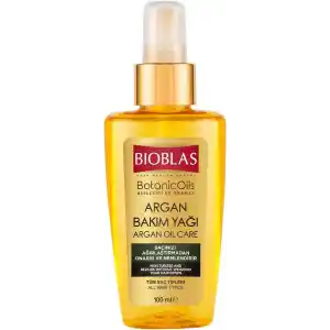 Bioblas Argan Yağlı Saç Bakım Yağı – Durulanmayan, Isıya Karşı Koruyucu, Onarıcı & Parlaklık Veren Serum,%100 Besleyici Etki, 100 ml