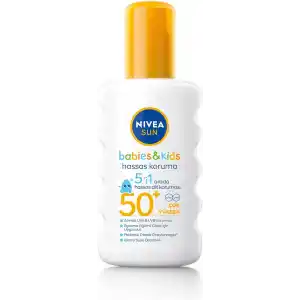 NIVEA SUN SPF50+ Çocuklar ve Bebekler İçin Yüksek Güneş Koruyucu Sprey 200ml,Hassas Cilt,Parfümsüz