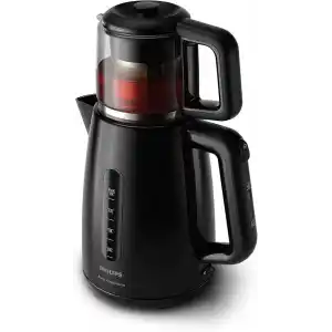 Philips Daily Collection Çay Makinesi - Otomatik Sıcak Tutma, 1.9L Su Isıtıcısı, 0.9L Cam Demlik, Hızlı Kaynatma 1700W, Kireç Filtresi, Kolay Dökme İçin Kablosuz Taban (HD7301/00)