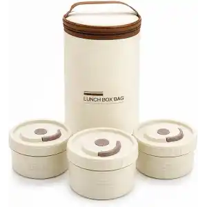Busstier Isı Yalıtımlı Yemek Termosu ve Lunch Box Çantası, Vidalı Kapaklı PP Dış Gövde ve Metal İç Hazneli Taşınabilir Yemek Kabı Seti (2 Parça)