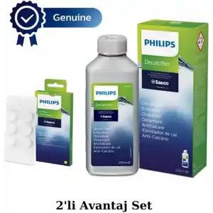 Philips CA6700/10 Espresso Makinesi Kireç Temizleme Solüsyonu, CA6704/10 Yağ Çözücü Tablet 2li Set