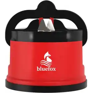 Bluefox Kırmızı PowerGripli Bıçak Bileyici - Vantuzlu Vakumlu, Serbest Ellerle Kullanılabilen Tungsten Carbide Bıçak Bileme Aleti