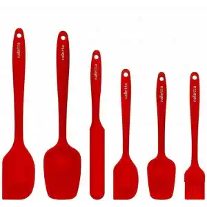 Valletta Drongo Isıya Dayanıklı Yanmaz Yapışmaz Silikon Spatula Seti 6 Parça Kırmızı
