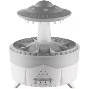 UFO Yağmur Efektli Hava Nemlendirici – Ultrasonik Buhar, Sessiz Çalışma, 7 Renk LED Işık, Zaman Ayarlı (2H/4H/8H), Otomatik Kapanma, Aromaterapi Uyumlu
