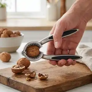 Deconox Profesyonel Paslanmaz Çelik Ceviz Kıracağı - Ergonomik Tasarımlı, Etrafa Sıçratmayan Hazneli Ceviz, Fındık ve Badem Kırıcı | Kabuklu Yemiş Kırıcı Mat Doku