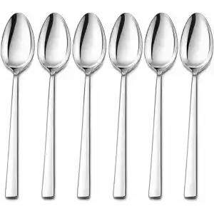 Yemek Kaşığı, 6lı Paslanmaz Çelik Kaşık Seti, Gümüş Renk Metal 20 cm, 6 Adet İçerikli Set