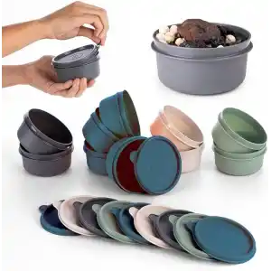 EYNEL 4lü Yuvarlak Mini Saklama Kabı Küçük Sızdırmaz Kapaklı Çok Renkli Pratik Amaçlı Kap Erzak Çerez Piknik Gıda (280, Yuvarlak, 4, Set 1)