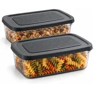 Saklama Kabı Seti 2li, 3200ml, 1600ml x2 Büyük Boy Derin Dondurucu Ve Mikrodalga İçin Kahvaltılık, Yemek Gıda Depolama Kutusu, Plastik Mutfak Düzenleyici Organizer, BPA İçermez (Gri)