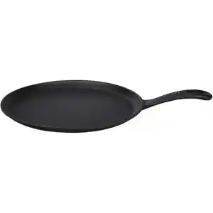 Lava Döküm Krep / Pizza / Pancake Tavası, Yuvarlak, Metal Saplı, 26cm, Siyah