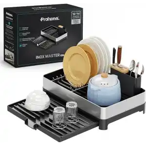 INOX MASTER KD200 | Kompakt Genişletilebilir Bulaşıklık | 304 Paslanmaz Çelik | Su Tahliyeli Tezgah Üstü Kurutmalık