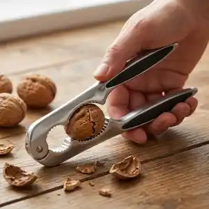 Deconox Paslanmaz Çelik Ceviz Kıracağı, Fındık ve Badem İçin Metal Kabuk Kırma Aparatı, Ergonomik Siyah Tutma Saplı, Kaymaz Kavrama Destekli Mutfak Kıracağı