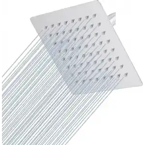 Mayaglory 25x25 cm Kare Paslanmaz Çelik Tepe Duş Başlığı - Kireç Önleyici Silikon Nozullu, Ultra İnce Tasarım, Geniş Yağmur Akışlı Banyo Duş Başlığı, Krom