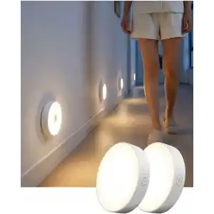 ARVALE Akıllı Sensörlü ve USB Şarjlı LED Lamba, 3 Renk Modlu Kablosuz Dolap İçi Aydınlatma - 2 Adet