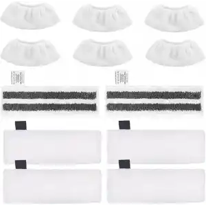 12 adet mikrofiber bez seti, Kärcher buharlı temizleyici aksesuarları EasyFix SC 2, SC 3, SC 4, SC 5 ile uyumlu, makinede yıkanabilir (4 zemin bezi seti + 2 zımpara zemin bezi + 6 el başlığı
