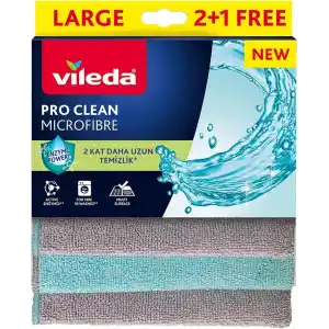 Vileda Pro Clean Aktif Enzimli Mikrofiber Temizlik Bezi, 3’lü Paket