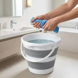 Deconox Katlanabilir Temizlik Kovası 13 Litre, 30 cm Çap, Açık 28 cm Kapalı 6 cm, Yer Kaplamayan Akordiyon Kova, Banyo Mutfak Kamp ve Karavan İçin, Gri