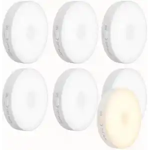 6lı Set Hareket Sensörlü Gece Lambası – USB Şarjlı 4000K Gün Işığı LED – Duvar, Dolap, Merdiven, Başucu için Akıllı Işık