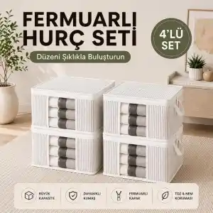 4 Adet Lüks Pencereli Çok Amaçlı Dolap Düzenleyici Hurç Çorap Hurcu 34 x 22 x 22 cm (Beyaz)