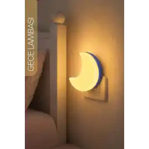 TELVESSE Yarım Ay Gece Lambası ON/OFF Tuşlu Koridor Hol Işığı Uyuma Işığı Sarı K6975