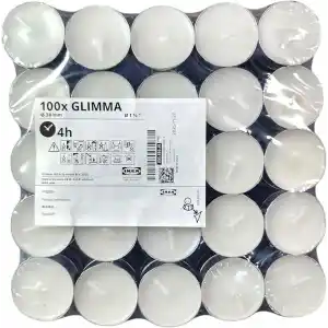 IKEA 100 Tealight Mum Kokusuz Ev Tatil Parti Dekoru GLIMMA