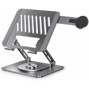 McStorey 2si 1 Arada Laptop Standı, Karbon Çelik 360° Döner Yükseklik Ayarlı, Gizlenebilir MagSafe Uyumlu Telefon Tutuculu Notebook Standı, MacBook Uyumlu, 17.3 İnçe Kadar Gri