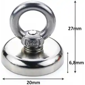 Valkyrie D20 10kg 20mm Askılı Güçlü Neodyum Mıknatıs Banyo Tuvalet Mutfak Askı Raf
