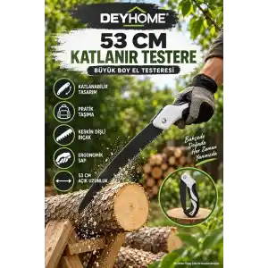 53 cm Katlanır Testere Büyük Boy El Testeresi – Bahçe, Budama ve Kamp Testeresi
