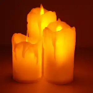 Coverzone 3lü Romantik Led Işıklı Pilli Gerçekci Yapay 7-9-11 cm Set Mum