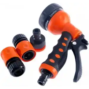 8 Fonksiyonlu Sulama Tabancası Seti – Bahçe Sulama ve Araç Yıkama İçin Hortum Başlığı, 3 Bağlantı Aparatı Dahil, Ergonomik Tetikli
