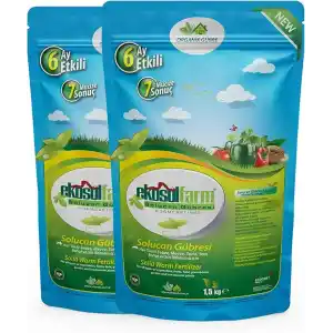 EkosolFarm%100 Solucan Gübresi 2X1,5 KG TOPLAM 3 KG Organik Gübre Worm Castings